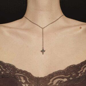 Gothic silver rosary necklace with a star pendant